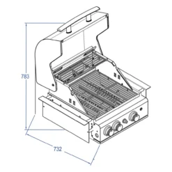 TOP-Line CHEF S - BUILT-IN Variante - Edelstahl, 2 Brenner, Backburner und Air-System