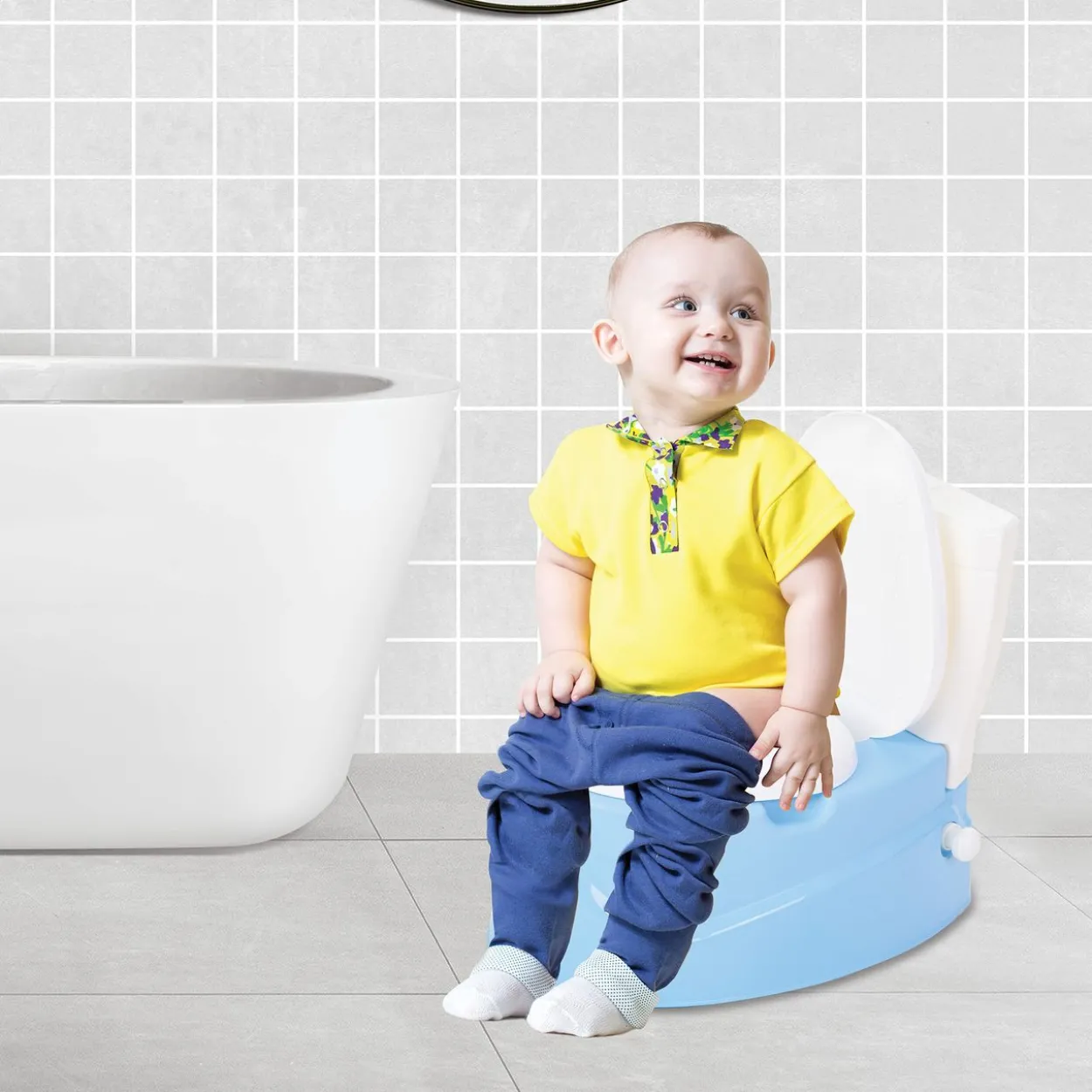 Töpfchen Kinder mit Musik Kindertoilette blau ab 18 Monate Training