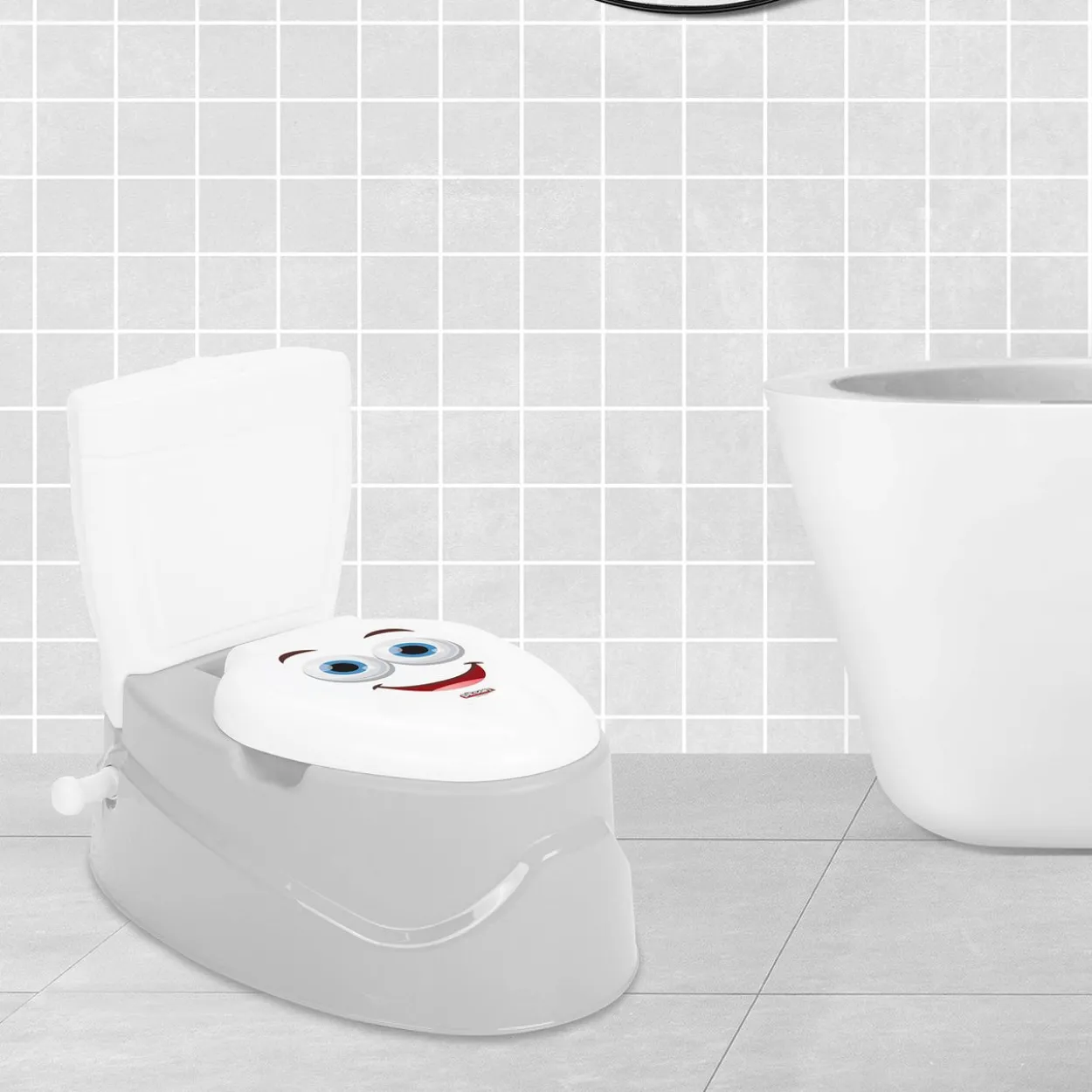Töpfchen Kinder mit Musik Kindertoilette grau ab 18 Monate Training