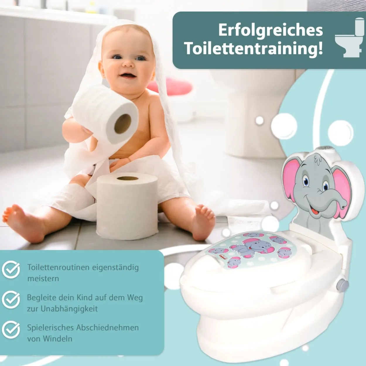 Töpfchen mit Spülgeräusch Elefant, Kindertoilette