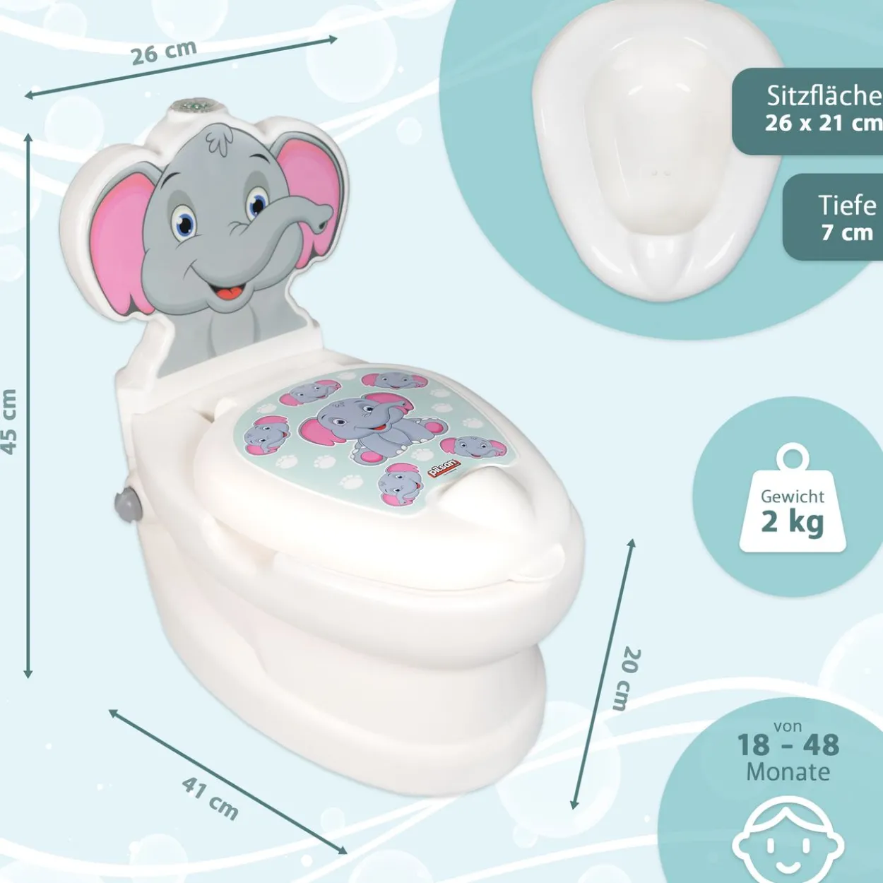 Töpfchen mit Spülgeräusch Elefant, Kindertoilette
