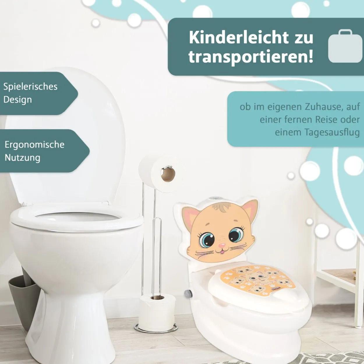 Töpfchen mit Spülgeräusch Katze, Kindertoilette