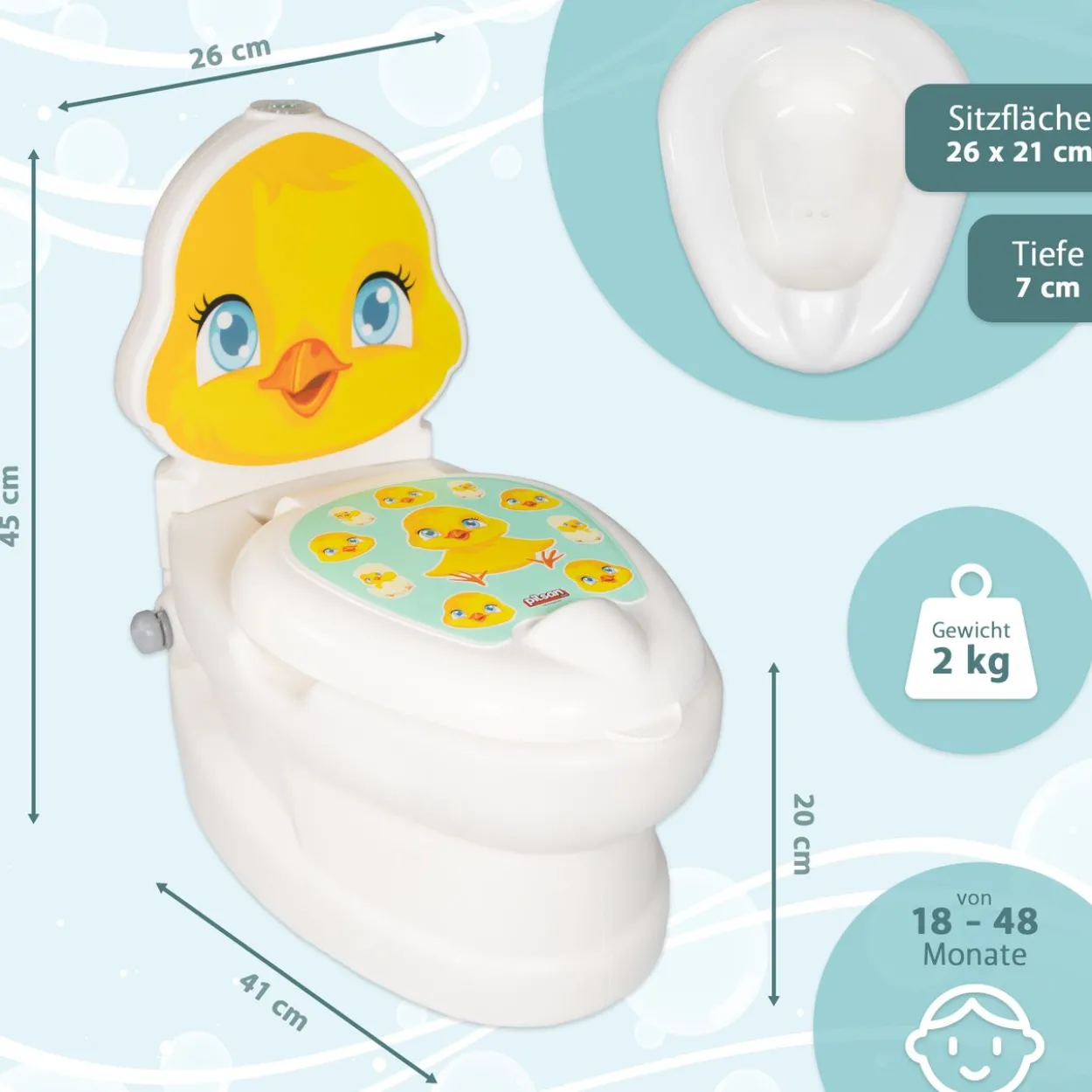 Töpfchen mit Spülgeräusch Küken, Kindertoilette