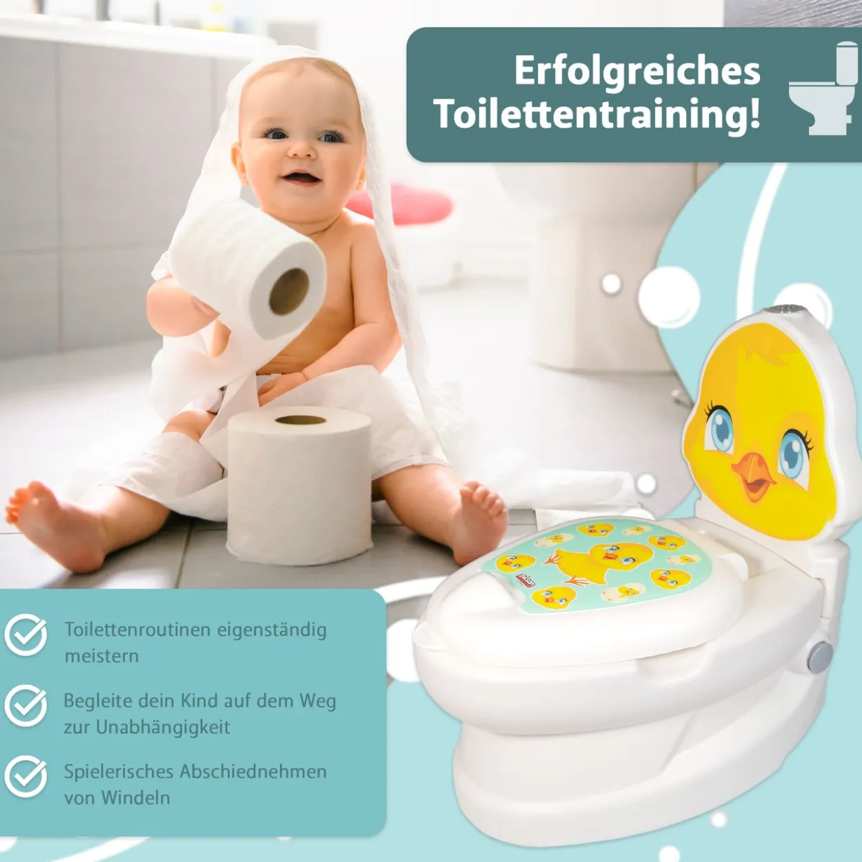 Töpfchen mit Spülgeräusch Küken, Kindertoilette