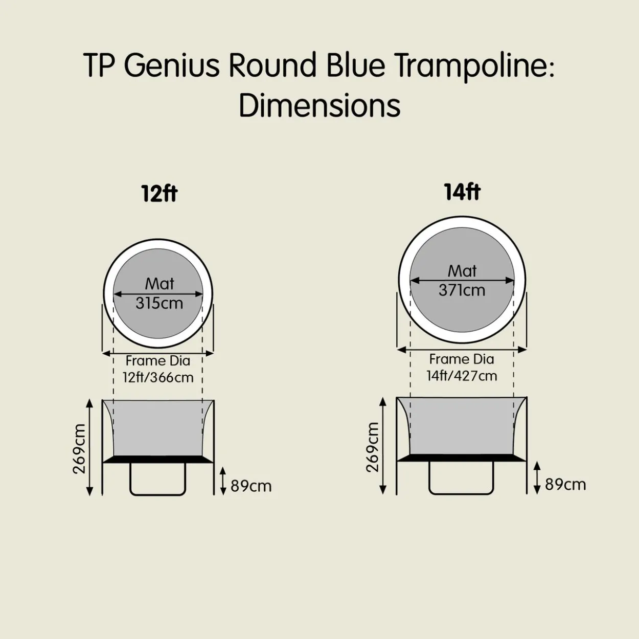 TP Toys Genius 12 Trampolin blau/schwarz Ø366 cm