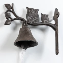 Traditionelle Gusseisen-Türglocke - mit Eulen, ca. 18 x 16 cm