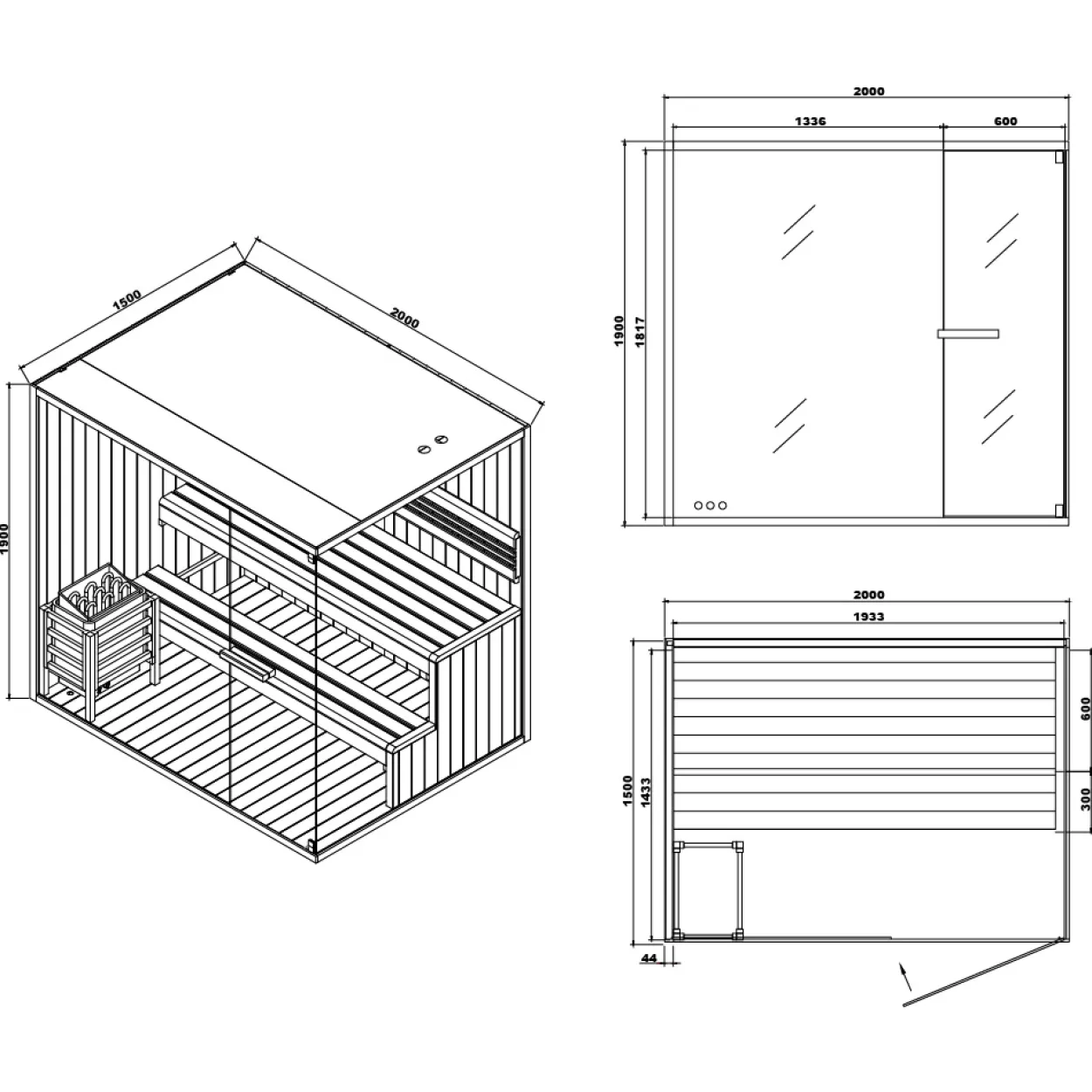 Traditionelle Sauna SHADOW - XL
