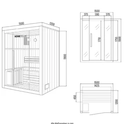 Traditionelle Sauna SKYLINE L - 150 x 120 cm