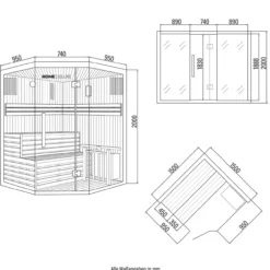Traditionelle Sauna SKYLINE XL - 150 x 150 cm
