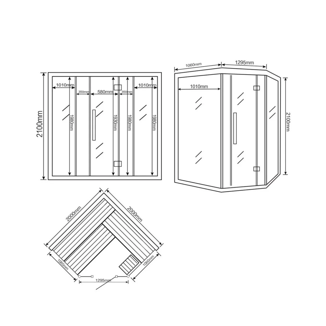Traditionelle Sauna SKYLINE XL BIG 200 x 200 cm