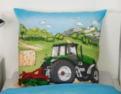 Traktor Flanell-Bettwäsche Größe 80x80 + 135x200 cm