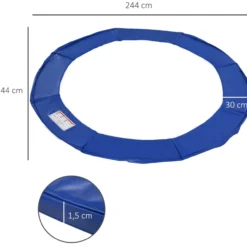 Trampolin Randabdeckung Sicherheitsnetz Wetterplane Leiter 8ft 10ft 12ft 15ft (Randabdeckung: Ø 244cm-Blau)