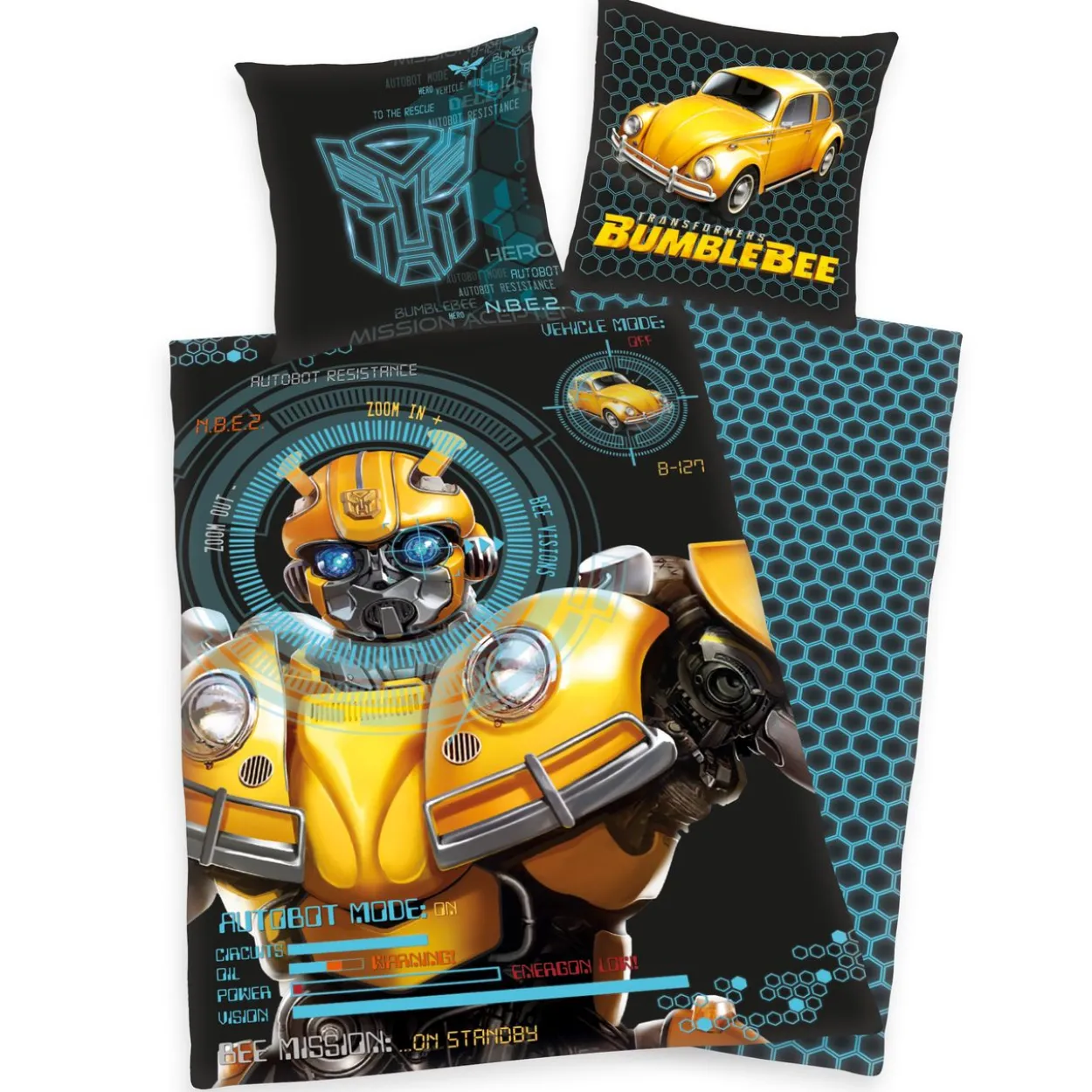 Transformers Bumblebee Bettwäsche Größe 80x80 + 135x200 cm