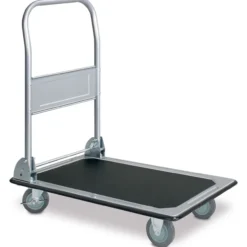 Transportwagen mit Klappbügel, Tragkraft 300 kg, LxBxH 910 x 610 x 870 mm, hellgraue Gummiräder