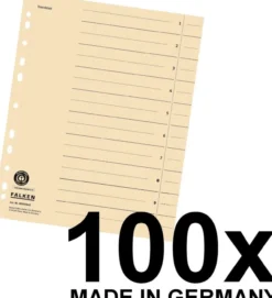 100 Trennblätter 80001845 DIN-A4, 24x30cm, lochverstärkt, 180g/m² Karton, chamois
