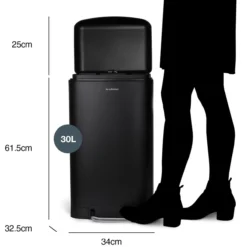 Tret-Mülleimer 30L N°705, Schwarz