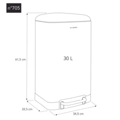 Tret-Mülleimer 30L N°705, Schwarz