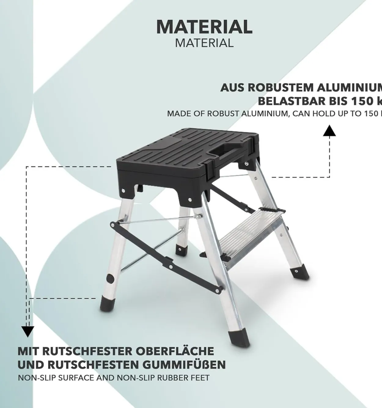 Trittleiter zweistufig mit Werkzeugbox
