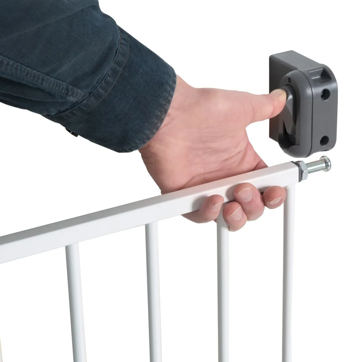 Türschutzgitter 'Easy Step', Metall Schutzgitter weiß, extra hoch, variable Breite 60-97cm