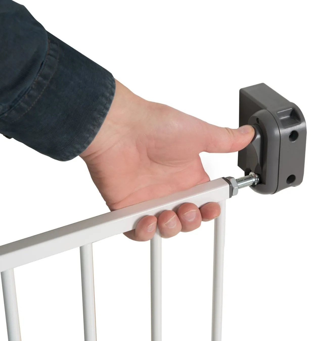 Türschutzgitter 'Easy Step', Metall Schutzgitter weiß, extra hoch, variable Breite 60-97cm