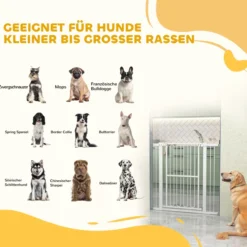 Türschutzgitter Hund, 76-104 cm Absperrgitter ohne Bohren, Treppengitter Weiß