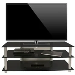 TV-Möbel "Netasa", Alu/Schwarzglas