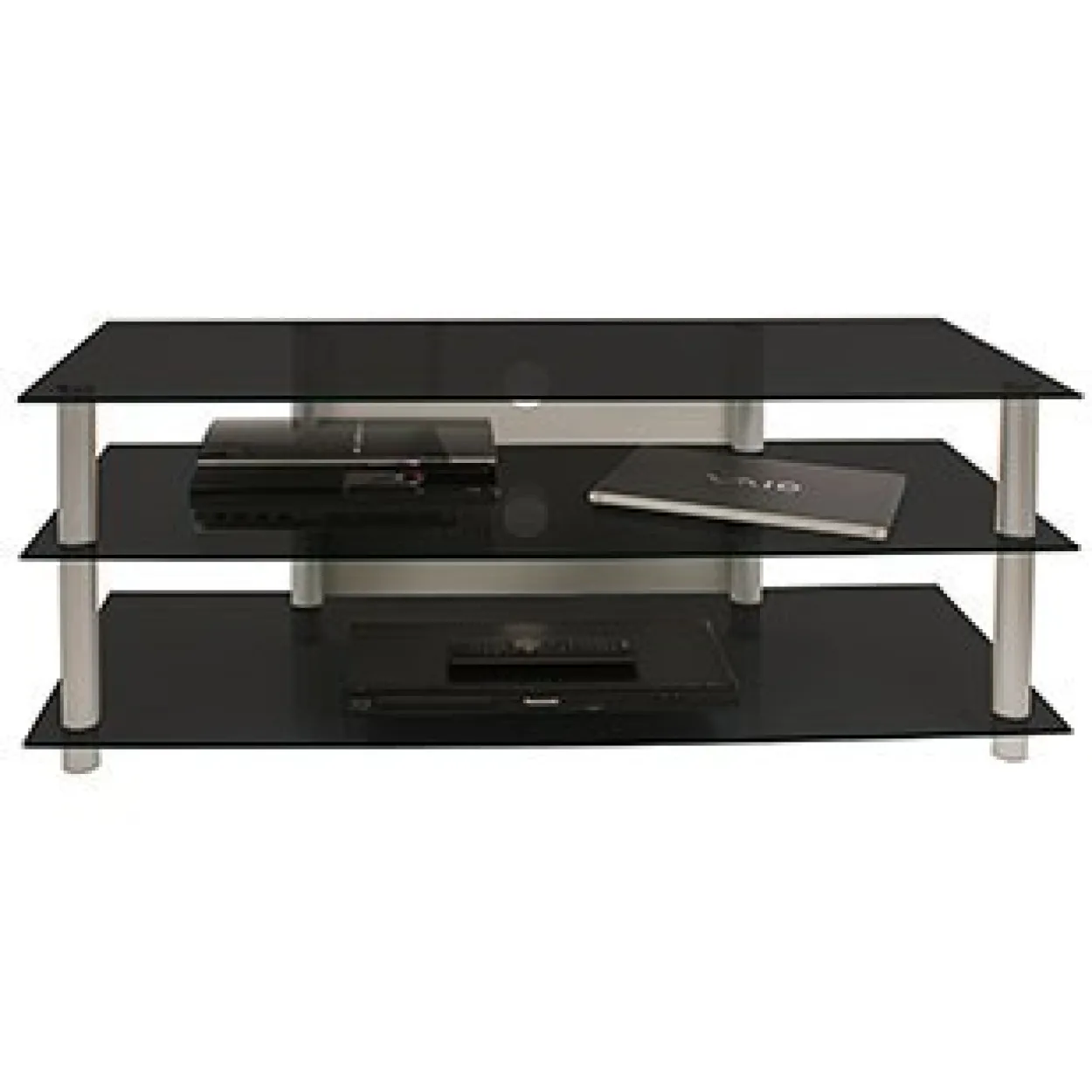 TV-Möbel "Netasa", Alu/Schwarzglas