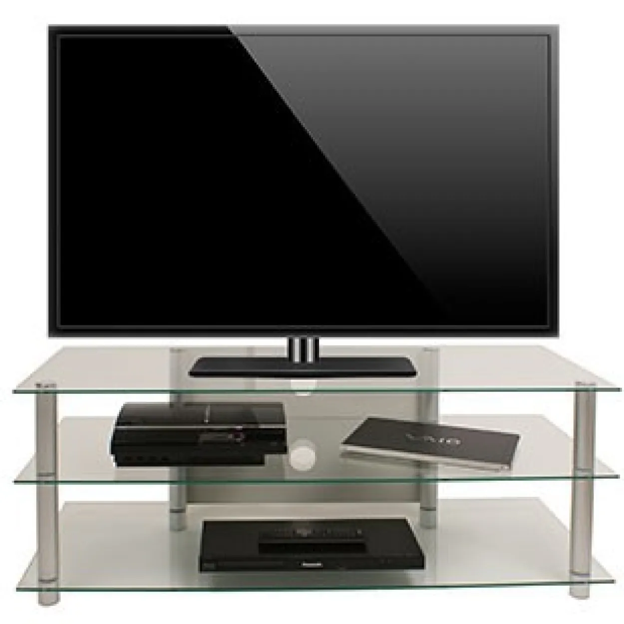 TV-Möbel "Netasa", Alu/Schwarzglas