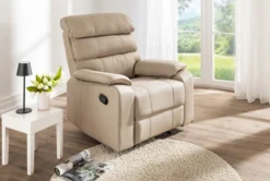 TV-Relaxsessel mit verstellbarer Relaxfunktion Recliner, ca. 96 x 87 x 108 cm - Beige in Lederoptik
