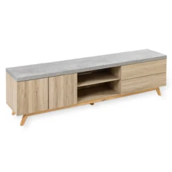 TV-Schrank mit Schubladen und Push-Open-Funktion, ca. 200 x 39,5 x 53 cm – Betonoptik