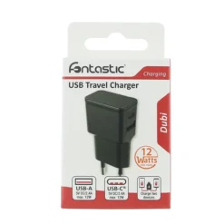 Universal Netzteil Dubi, 1x USB-A + 1x Typ-C, 2,4A schwarz
