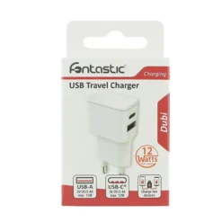 Universal Netzteil Dubi, 1x USB-A + 1x Typ-C, 12W Weiss