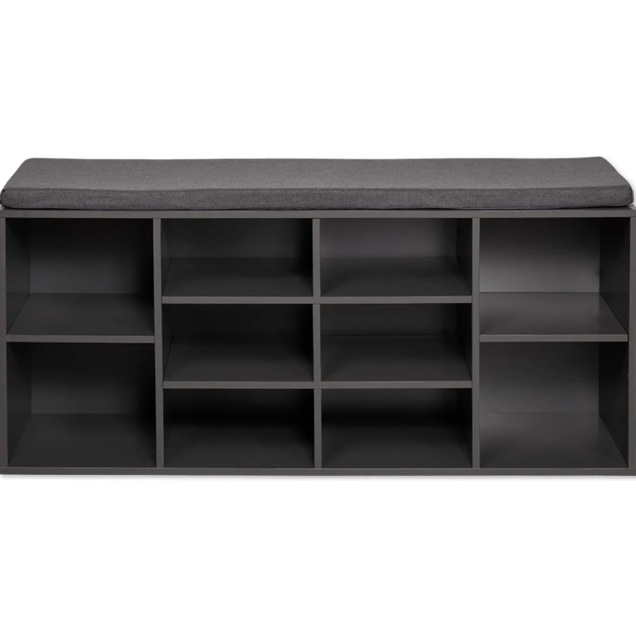 Universal-/ Schuhschrank mit Sitzkissen - Grau lackiert