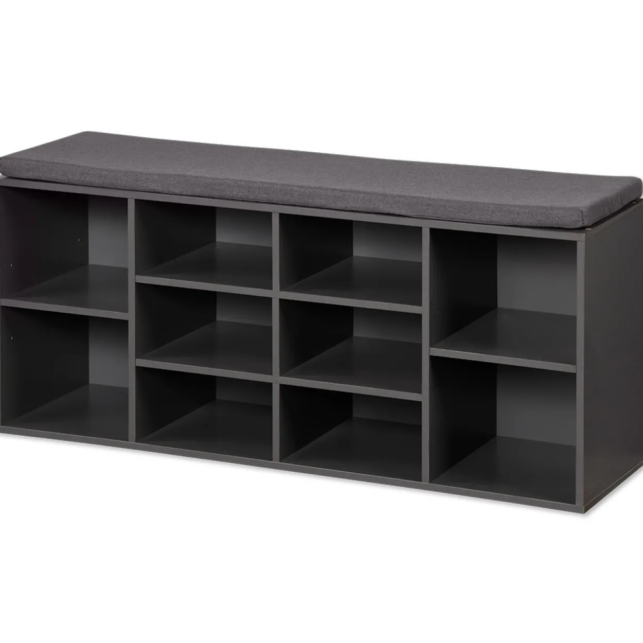 Universal-/ Schuhschrank mit Sitzkissen - Grau lackiert