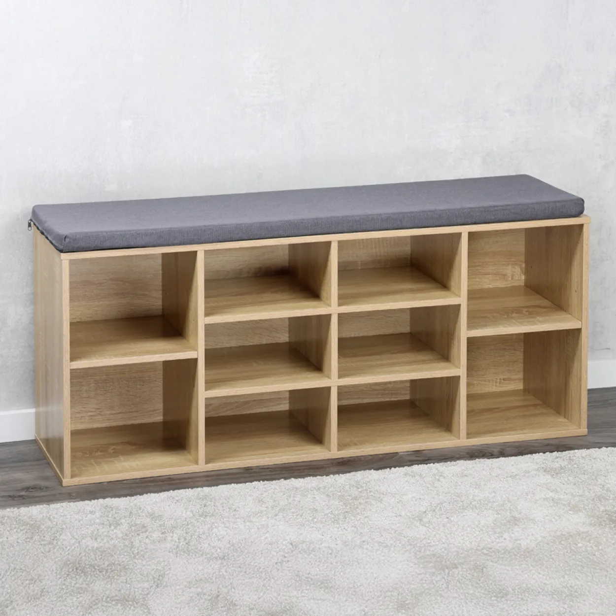 Universal-/ Schuhschrank mit Sitzkissen - Sonoma Eiche