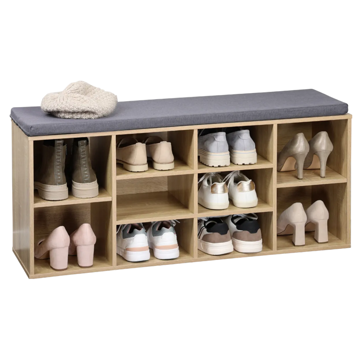 Universal-/ Schuhschrank mit Sitzkissen - Sonoma Eiche