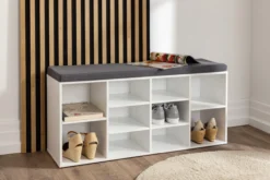 Universal-/ Schuhschrank mit Sitzkissen - Weiß