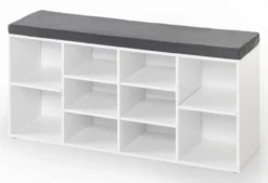Universal-/ Schuhschrank mit Sitzkissen - Weiß