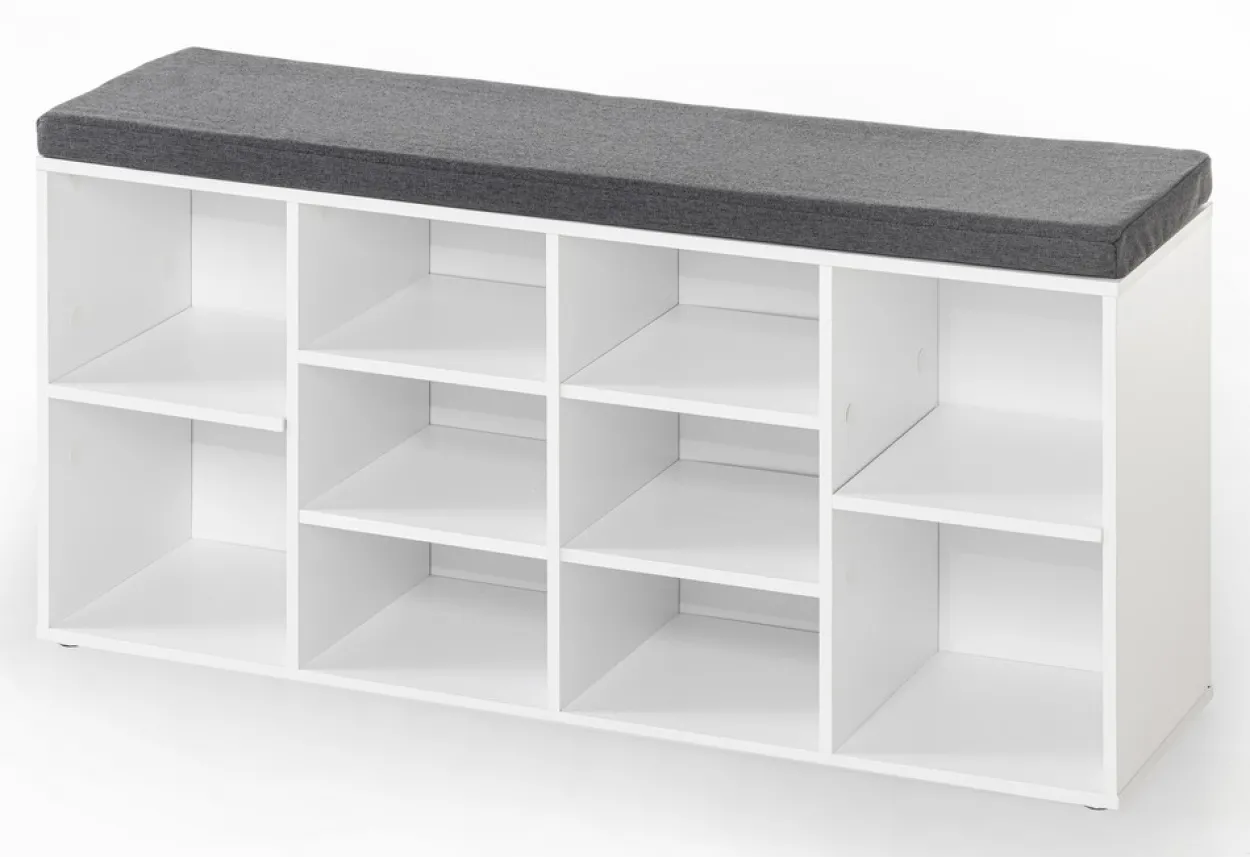 Universal-/ Schuhschrank mit Sitzkissen - Weiß