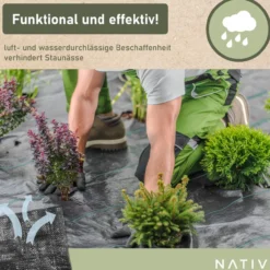 Unkrautvlies 1x25 m, Gartenvlies schwarz, Bodenvlies reißfest