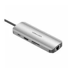USB-C Dockingstation auf HDMI - Anschlüsse 3x USB3.0, SD, TF - PD 0,15m (grau)