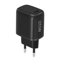 USB Type-C 20 Watt Reise-Schnell-Ladegerät mit TÜV / GS schwarz