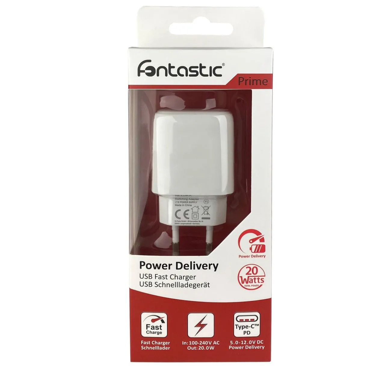 USB Type-C 20 Watt Reise-Schnell-Ladegerät weiss