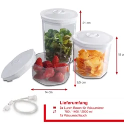 Vakuumierbehälter sechseckig weiss/transparent, 700/1400/2000 ml