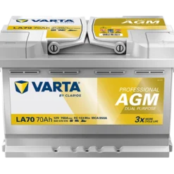 VARTA Professional AGM LA70 Batterie 840070076K312, LA70, 12 V, 70 Ah, 760 A