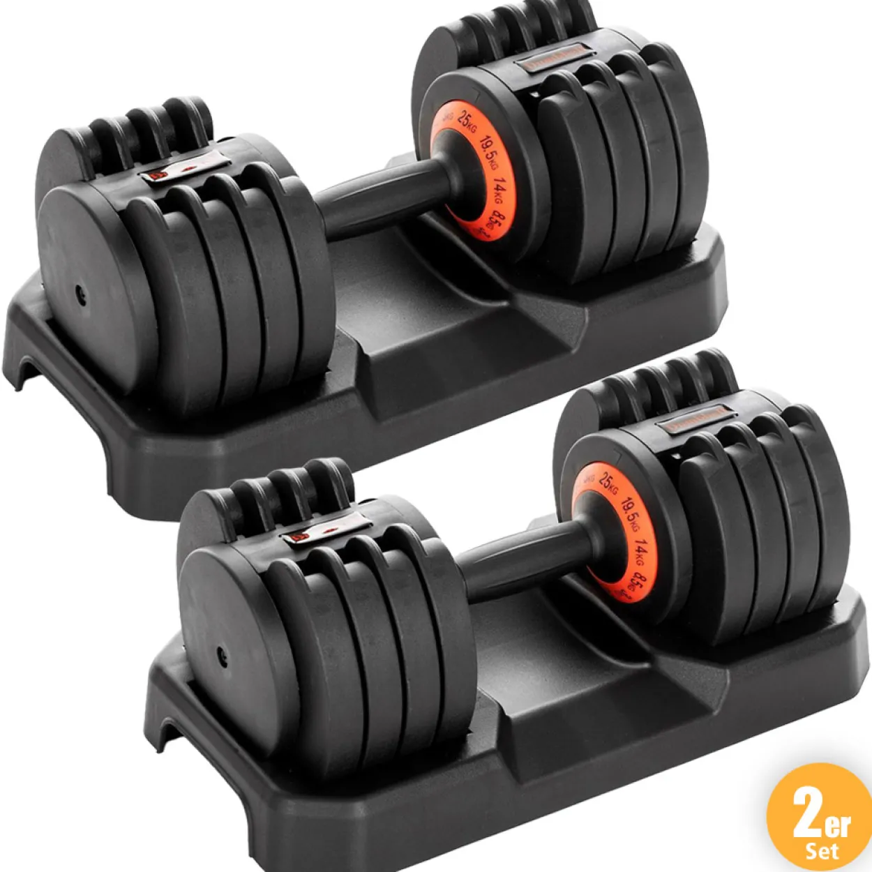 Verstellbare Kurz- Hantel, 25 kg - Rot - 2er Set