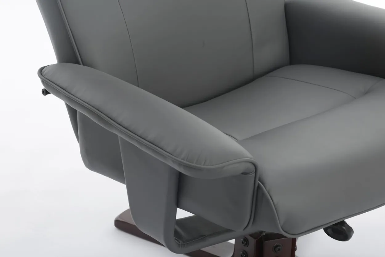 Verstellbarer Relaxsessel mit Hocker & Holzbeine - Grau