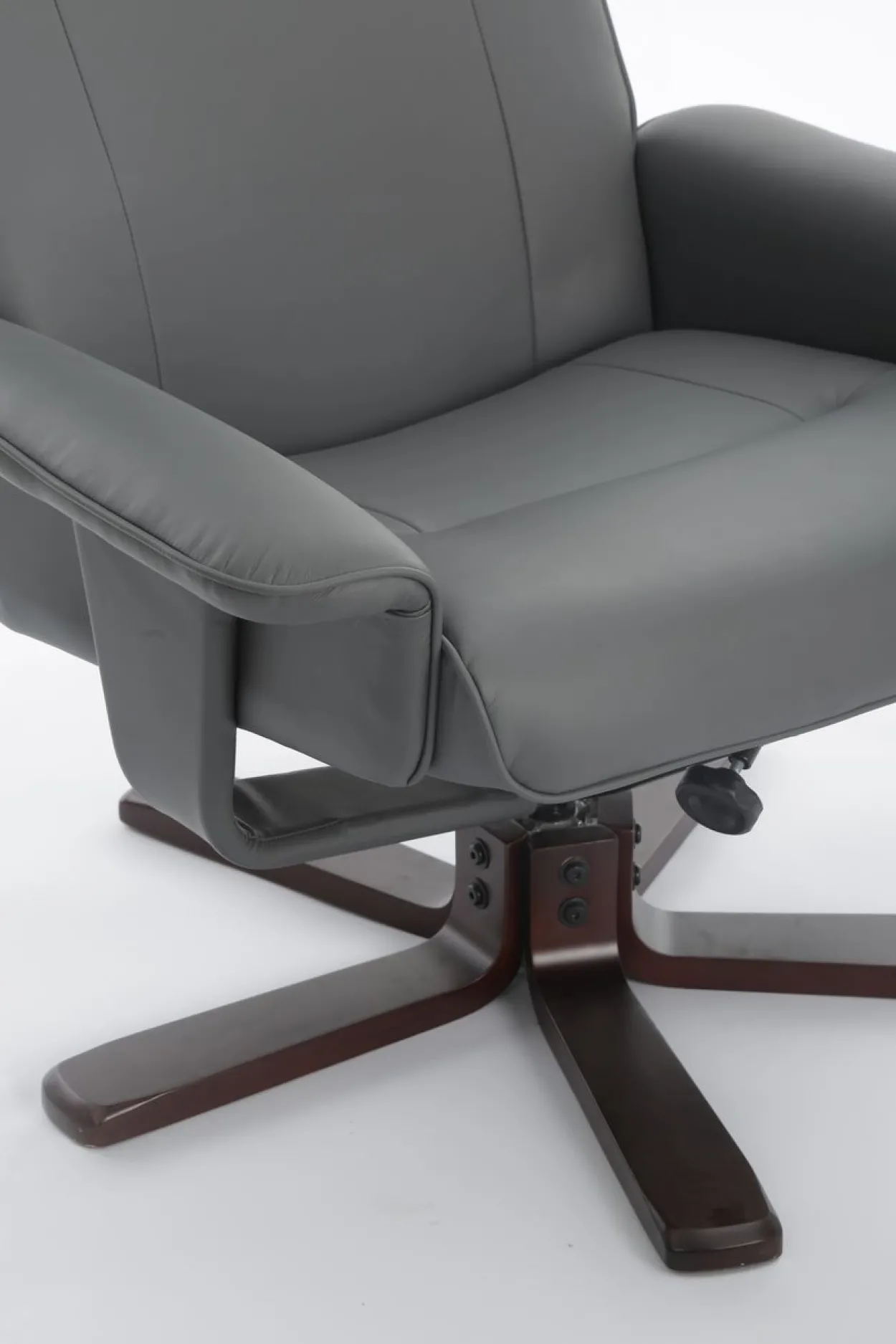Verstellbarer Relaxsessel mit Hocker & Holzbeine - Grau