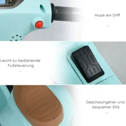 VESPA Elektromotorrad Kindermotorrad 3 km/h LED-Licht Sound Kunststoff Metall Grün