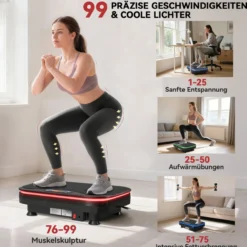 Vibrationsplatte Rüttelplatte mit 99 Intensitätsstufen 3 Vorprogramm Lichtern
